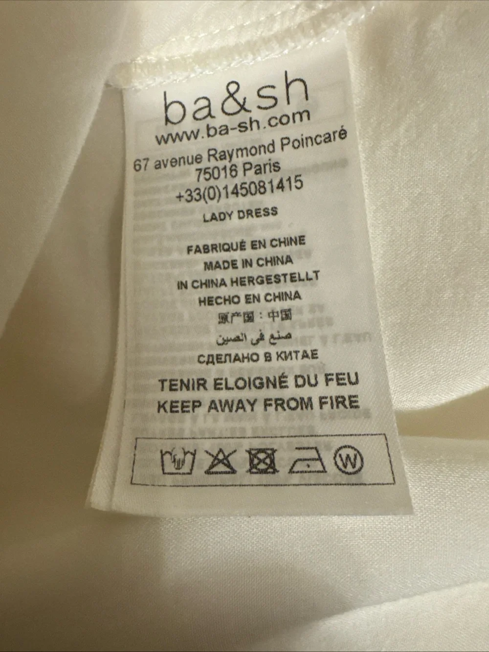 ba&sh White V-Neck Midi Dress with Navy and Gold Trim - Picture 6 of 7